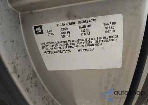 2005 Chevrolet Corvette from USA, damaged, VIN 1G1YY24U755115105